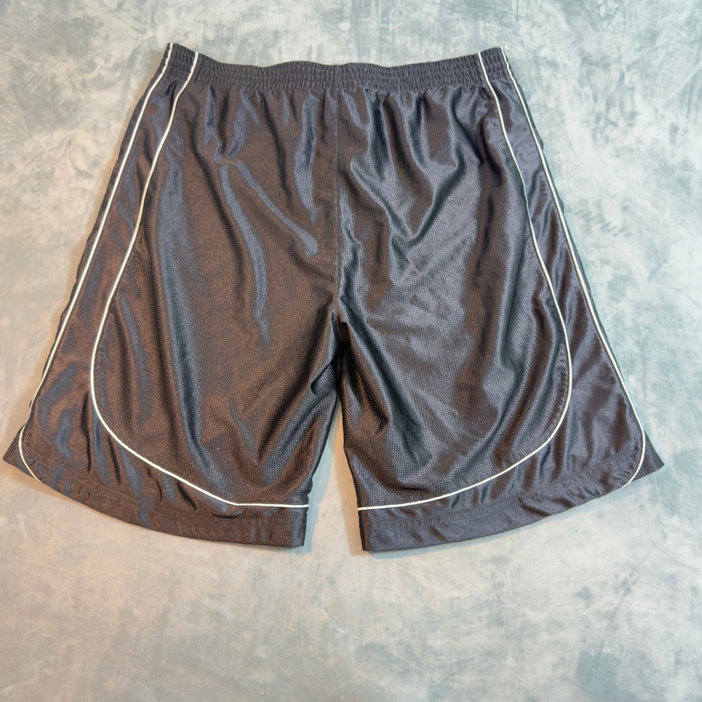 Champs Sports Mens 2XL Black Mesh Basketball Shorts White Piping Athletic Gym